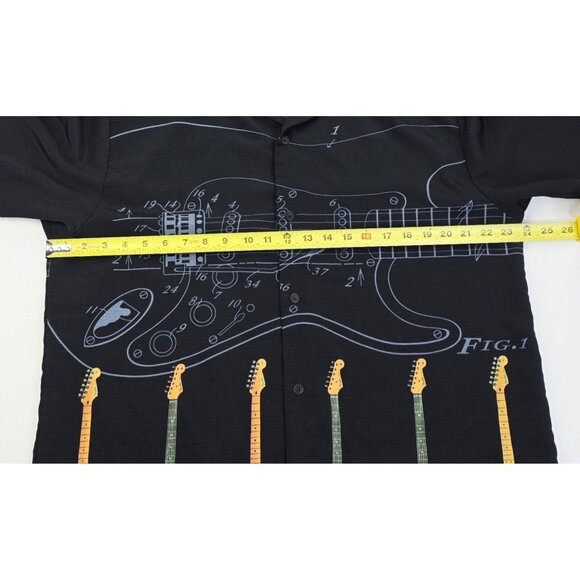 Fender Medium Mens Black Embroidered Sleeve Logo Guitar Front And Back V Neck - Picture 4 of 12